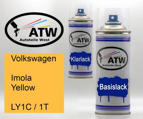 Volkswagen, Imola Yellow, LY1C / 1T: 400ml Sprühdose + 400ml Klarlack - Set, von ATW Autoteile West.